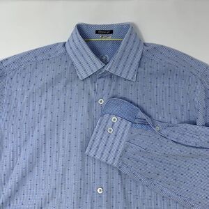 Bugatchi Uomo Men's Dress‎ Shirt Size M Classic Fit Light Blue Stripe
